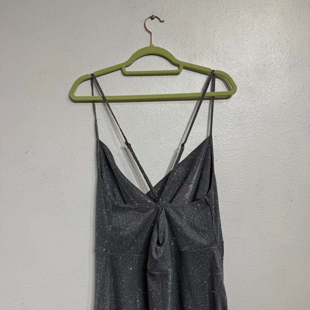 SHEIN Silver Sequin Cowl Neck Criss Cross Midi Dress 2XL NWT - Picture 8 of 10